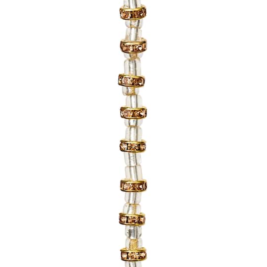 Amber Rhinestone Studded Rondelle Beads, 6mm by Bead Landing&#x2122;